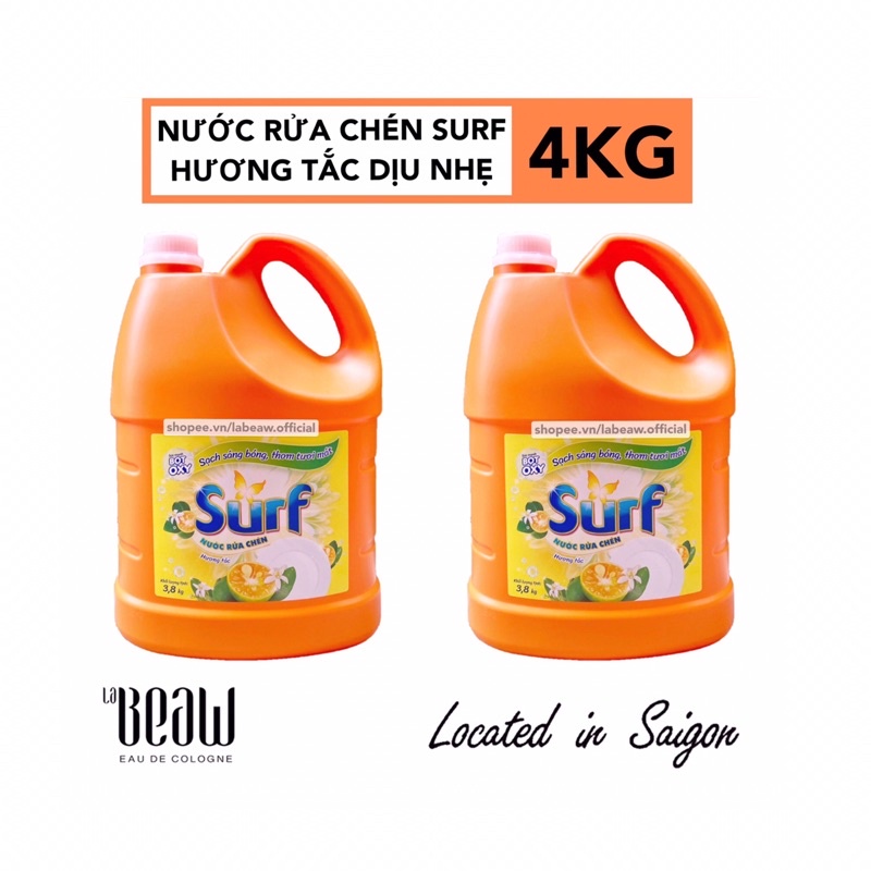 Nước rửa chén SURF hương tắc dịu nhẹ can 4KG