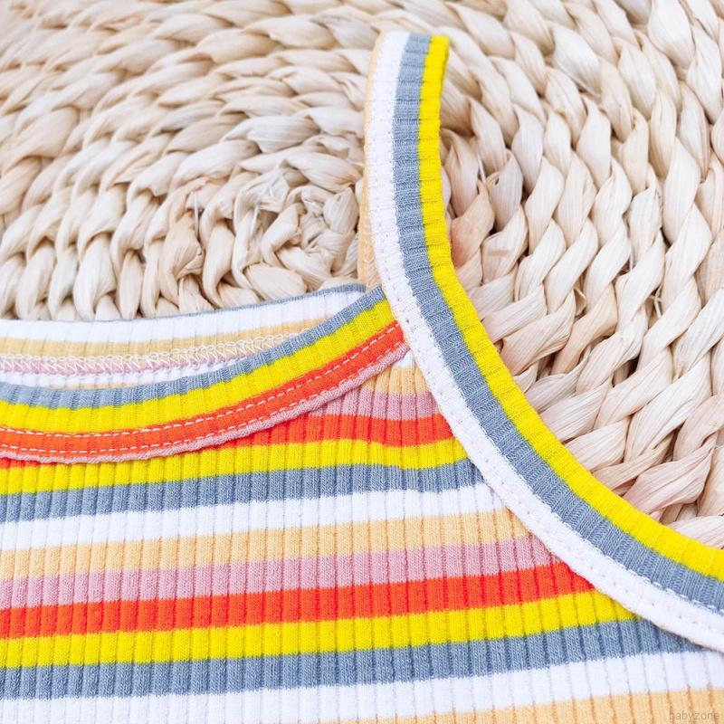 Summer Baby Girls Sleeveless Cute Rainbow Striped Vest