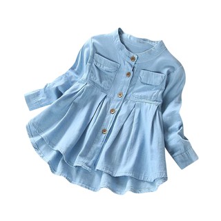 Áo sơ mi denim tay dài cho bé gái