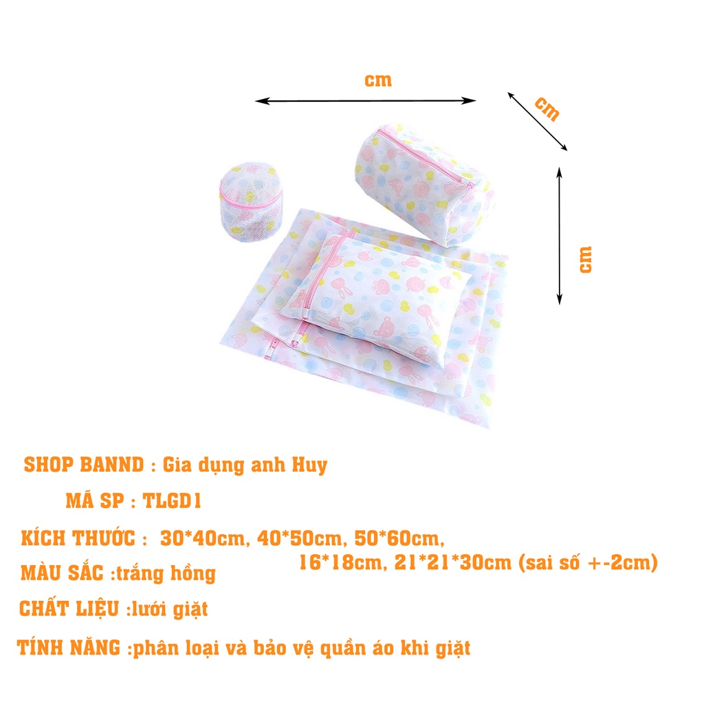 Túi lưới giặt đồ quần áo đồ lót 5 chi tiết đủ size