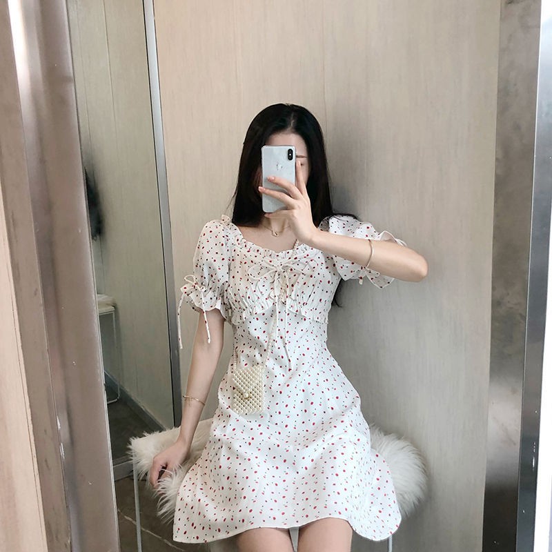 French dress white first love floral palace style elegant dress fairy ins super xiansen gentle style