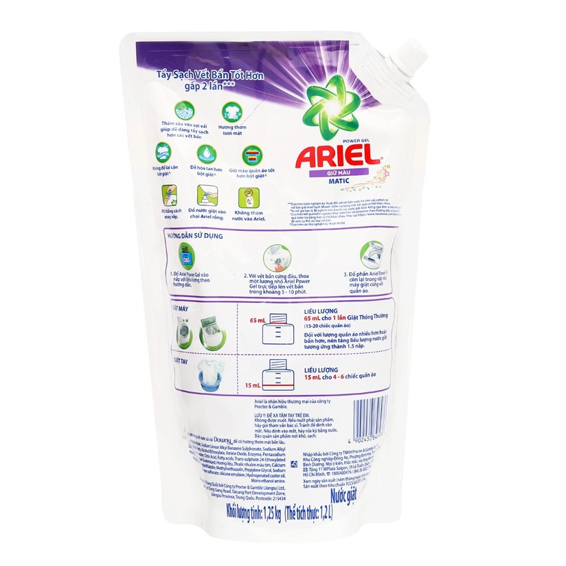 Nước giặt Ariel Matic giữ màu túi 1.25kg