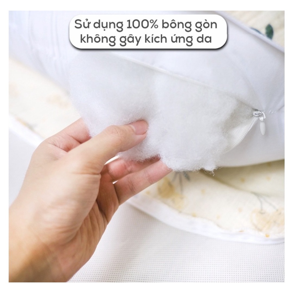Gối chống trào ngược cho bé Thị Nắng Store chất liệu vải Muslin cao cấp thông thoáng thấm hút tốt an toàn cho bé