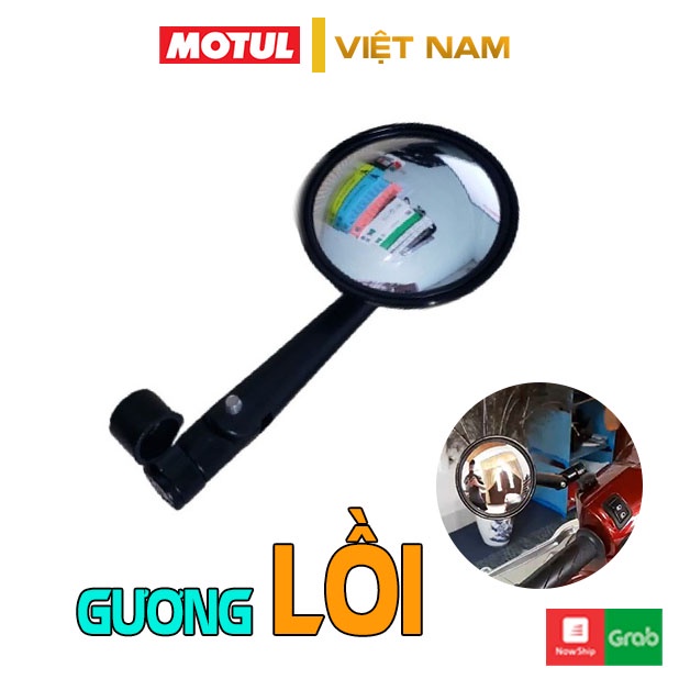 Gương chiếu hậu xe máy thời trang mini mẫu tròn lồi rẻ 1 cái trái gắn chân kính cho AB, SH, SH Mode, Wave,…