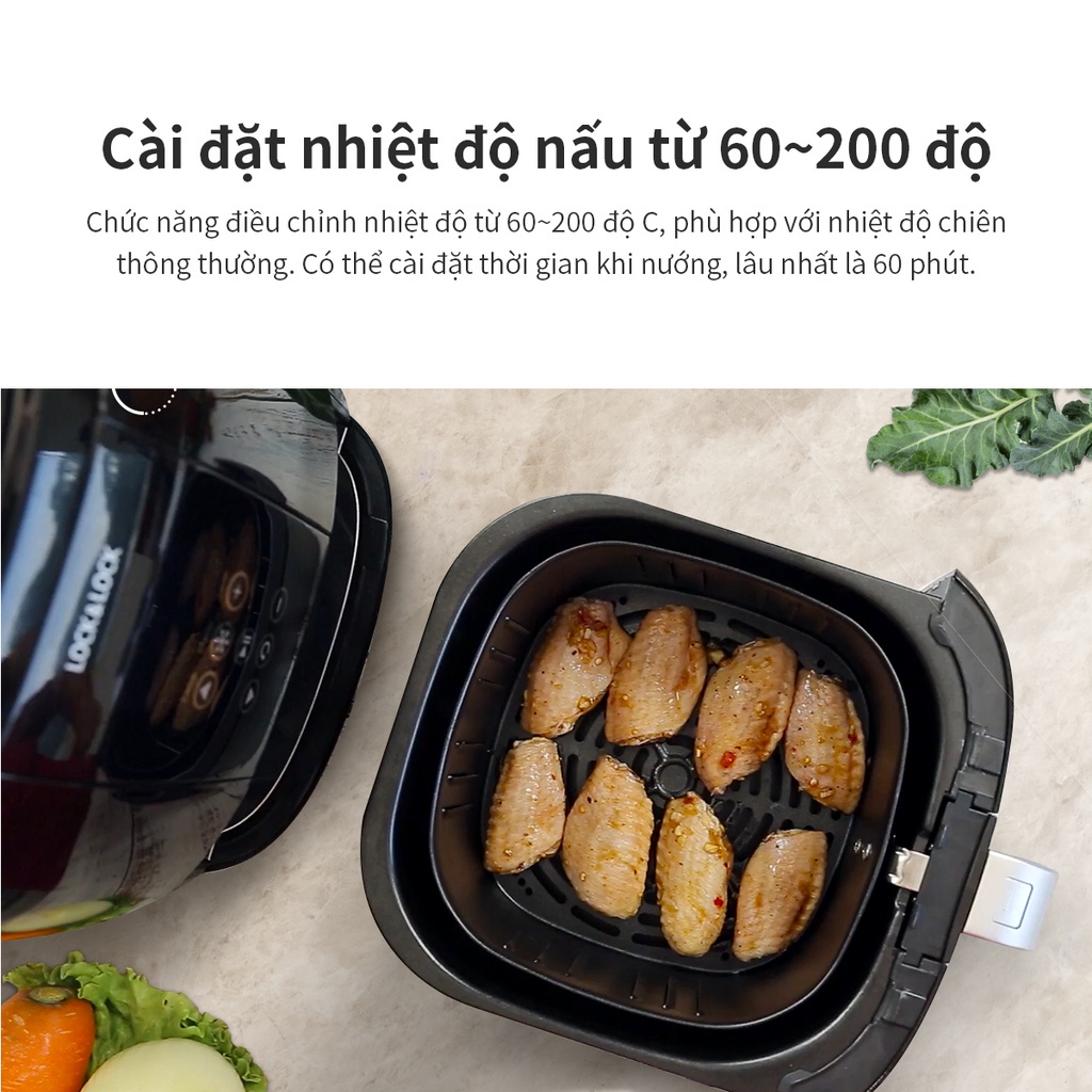 Nồi chiên không dầu LocknLock nồi chiên điện tử màu đen dung tích 3L ECF-300B - K - MALL