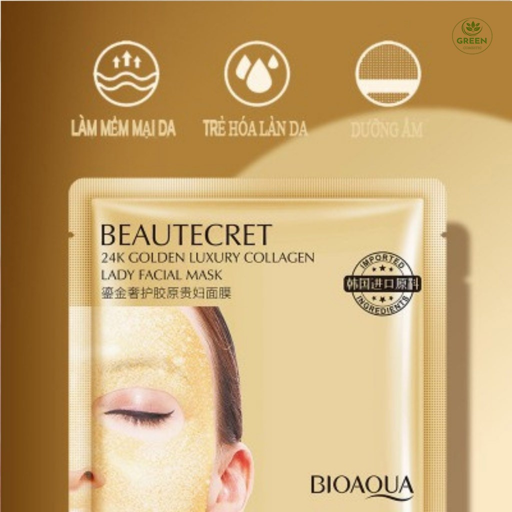Mặt Nạ Dưỡng Da Beautecret – Mặt nạ thạch collagen cấp nước 24k giúp da căng bóng mịn màng mask nội địa trung