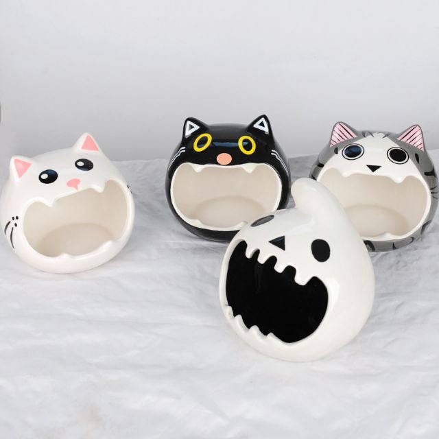 Nhà ngủ sứ hình mèo mồm to cho hamster