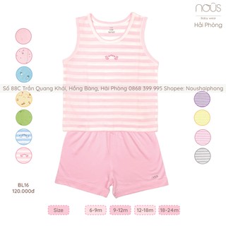 Nous Bộ Ba Lỗ Kẻ Hồng Trắng (Size Từ 6-9 Tháng Đến 18-24 Tháng)