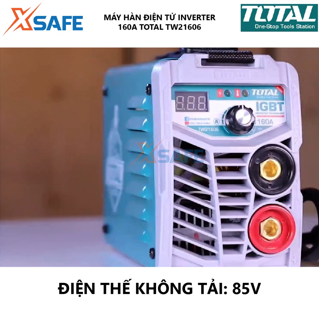 Máy hàn điện tử TOTAL TW21606 Thiết bị hàn Inverter MMA 85V Điện áp ra tối đa 160A Kích thước que hàn 1.6-4.0mm