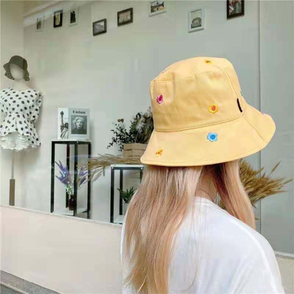 Mũ xô che nắng bằng cotton thêu hoa nhiều màu sắc thời trang mùa hè cho nữ