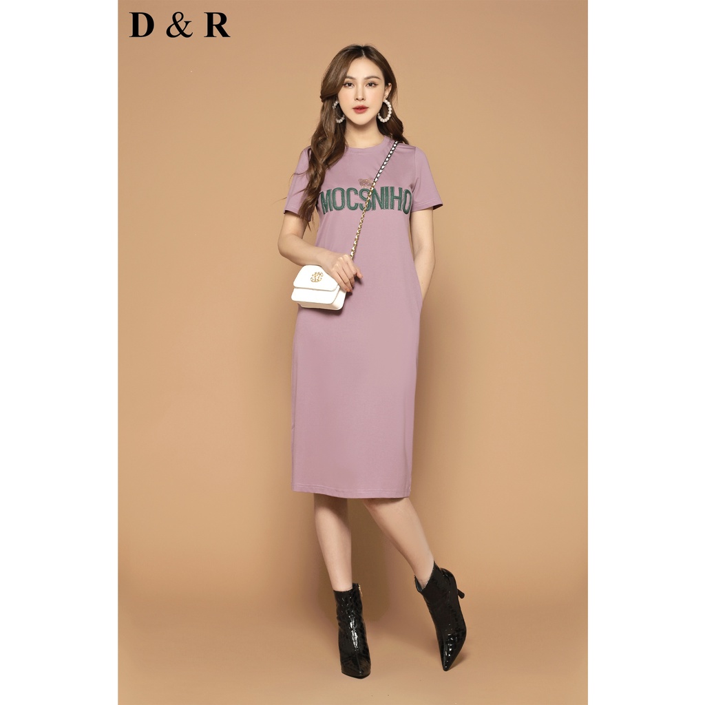 Đầm thun suông bigsize họa tiết đính đá Quảng Châu cao cấp D&R Fashion D147