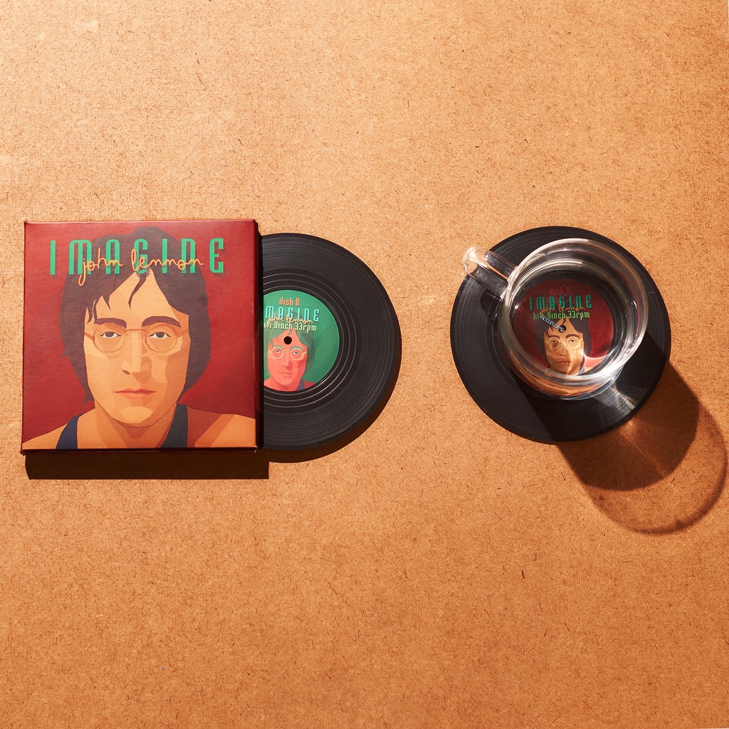 Bộ 2 Lót ly Đĩa than John Lennon's Imagine - CS060