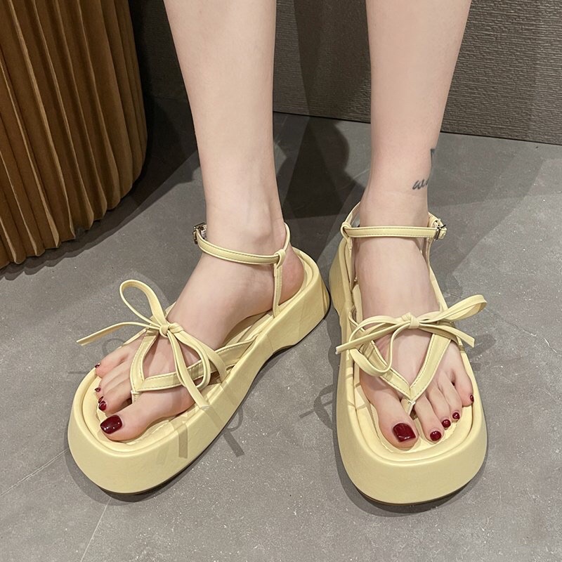 Dép Sandal Ulzzang LOẠI 1 - Giày tiểu thư quai hậu buộc nơ đế cao chuẩn hàng quảng châu