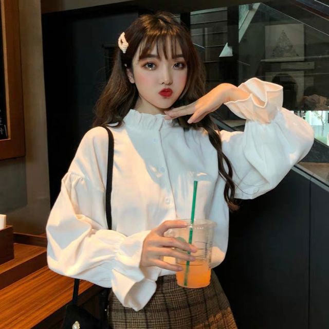 (Sẵn xám/hồng ) Áo ulzzang tay bèo ulzzang ( có ảnh thậ)