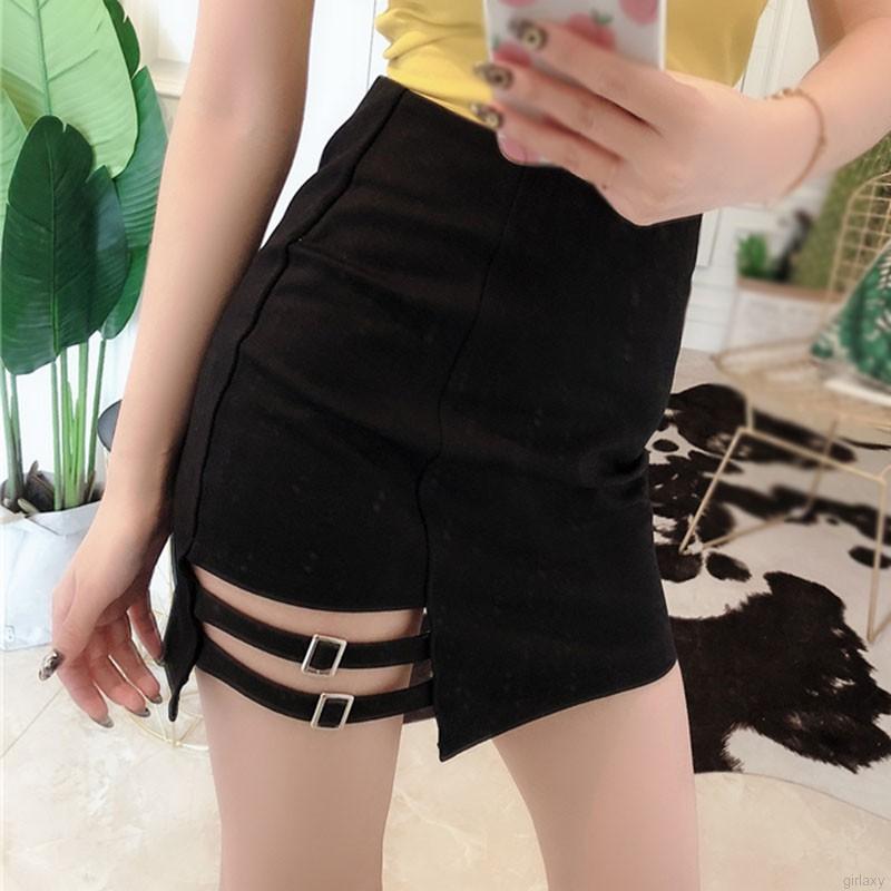 Chân váy lưng cao màu trơn đơn giản phong cách Hàn quốc