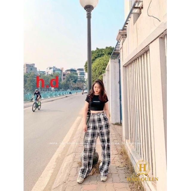 [FREE SHIP ĐƠN TỪ 50K] Sét áo croptop choose + quần ống rộng kẻ HDA0420 1