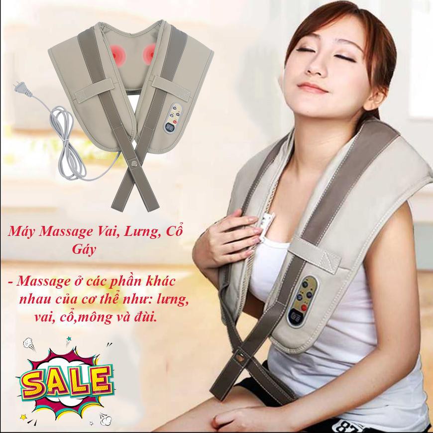 Máy massage toàn thân, Máy Massage Vai, Lưng, Cổ, Gáy dạng đai đeo cổ cơ chế rung mô tơ thư giãn cực thích