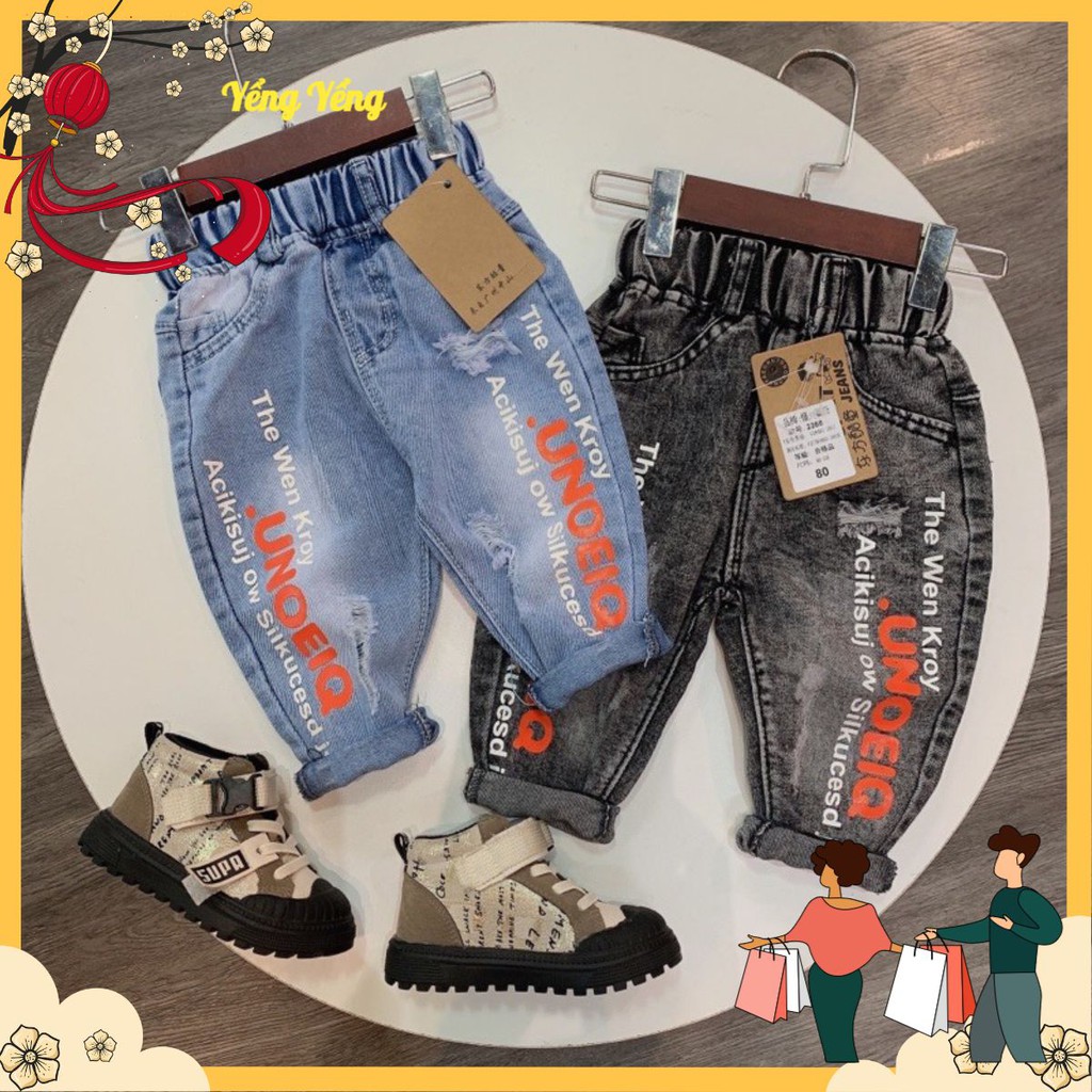 QBE3 - QUẦN JEANS BÉ TRAI NHÍ QC UNOEIQ - XANH ĐEN