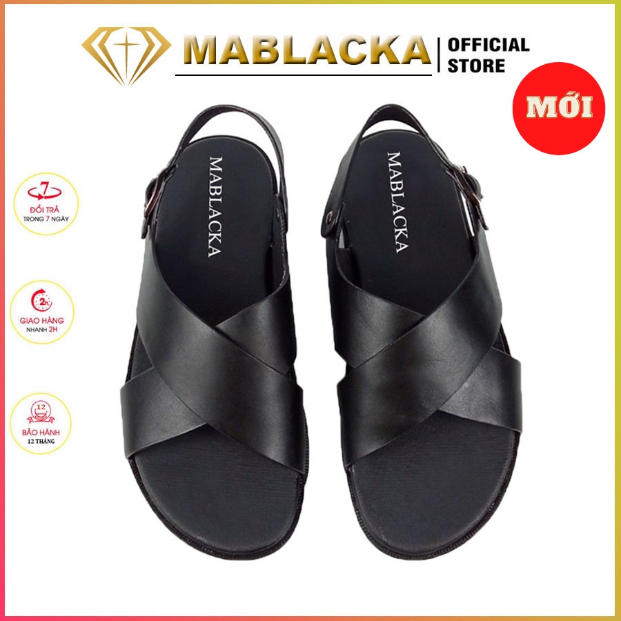 Dép sandal quai hậu,xăng đan đi học,đi làm thời trang nam hiệu MABLACKA da bò thật -M25