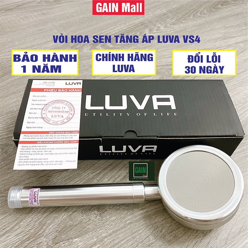 Combo Vòi Hoa Sen Tăng Áp Luva VS4 Kèm Dây Sen inox 304, Dài 1.5m, BH 1 Năm, Đổi Lỗi 30 Ngày