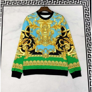 VERSAC Men's long-sleeved round neck sweater new autumn winter 2020 green palace style