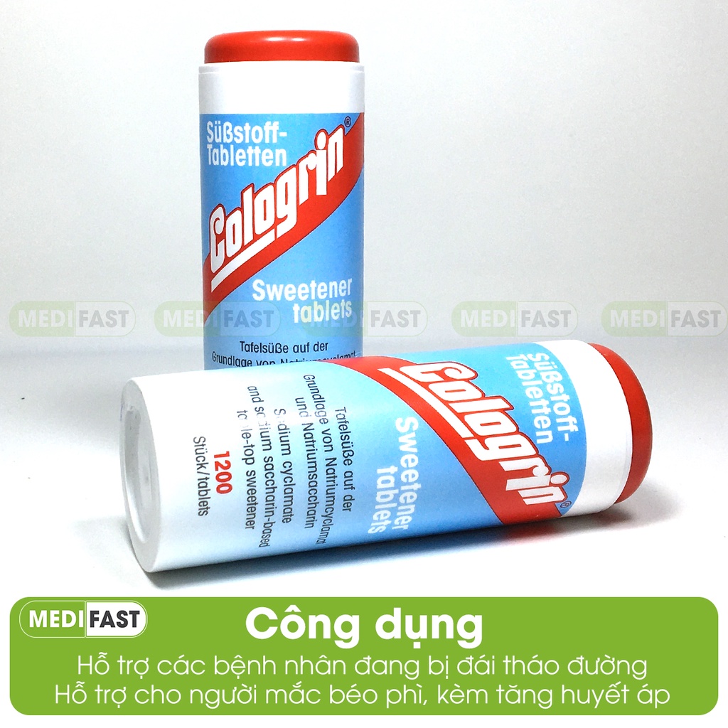Đường ăn kiêng Keto Cologrin - Dùng được cho người tiểu đường - Lọ 1200 viên nhập khẩu từ Đức