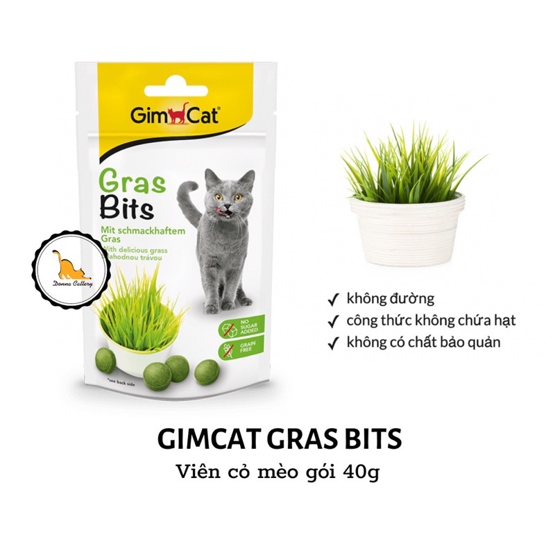 [NGUYÊN GÓI 40g] GIMCAT CỎ MÈO GRAS BITS GÓI 40g