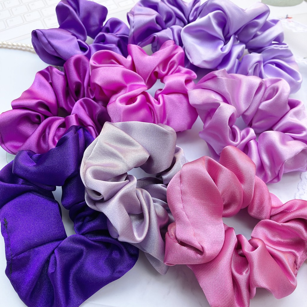 [Ảnh thật]CỘT TÓC VẢI SCRUNCHIES LỤA SATIN TÔNG TÍM SANG TRỌNG-THỜI TRANG HÀN QUỐC NỮ PHỤ KIỆN GIÁ RẺ ĐẸP