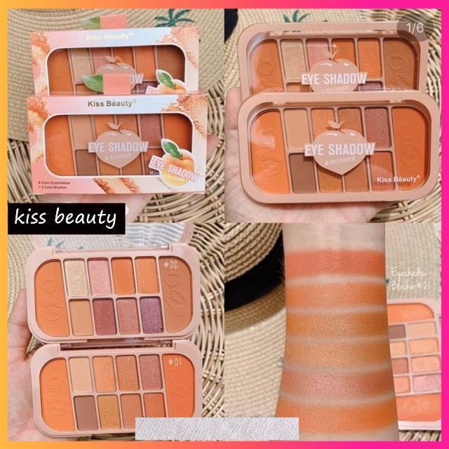 Set trang điểm Kiss Beauty gồm 8 ô phấn mắt + 2 ô phấn má tiện dụng KEB2 | BigBuy360 - bigbuy360.vn