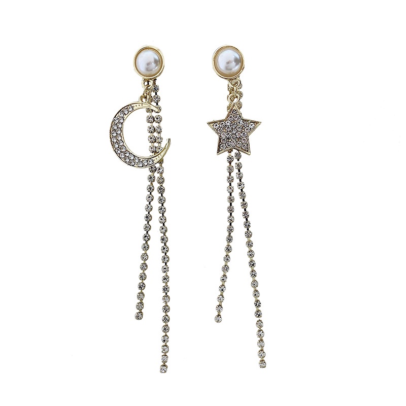 Bông Tai Dài Hình Ngôi Sao Và Mặt Trăng Thời Trang