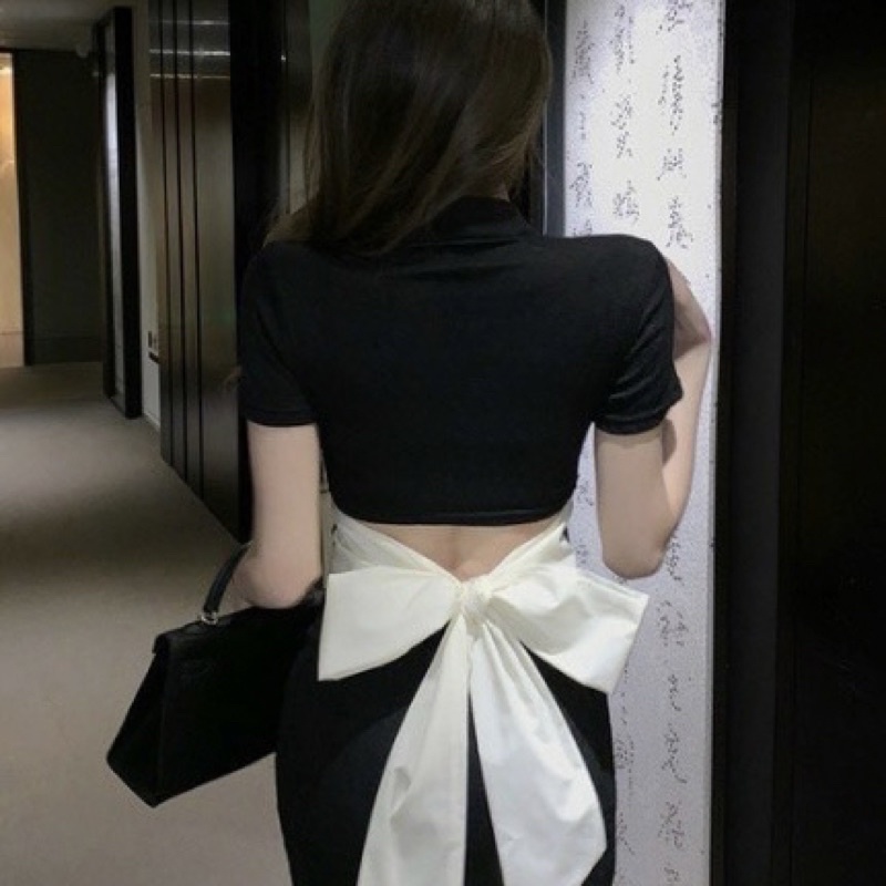 đầm kiểu phối nơ eo