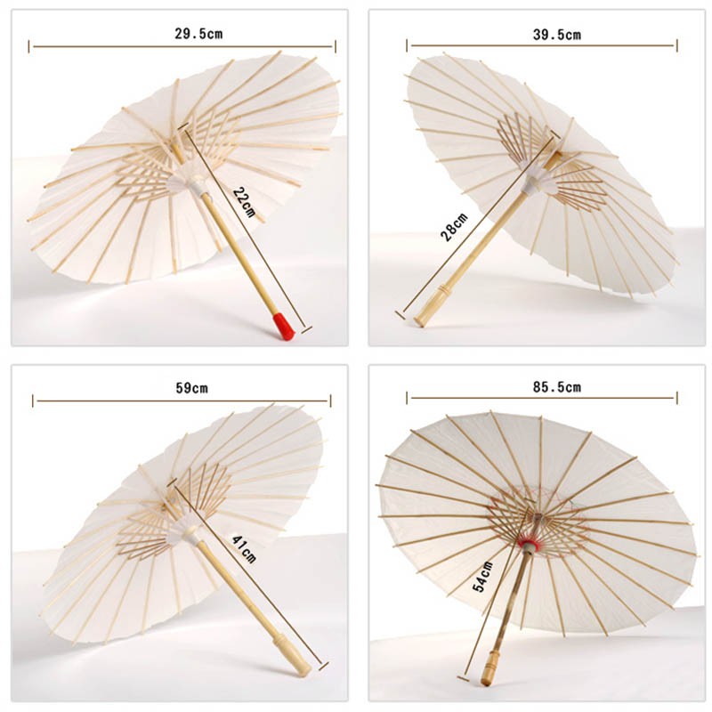 Dù giấy màu trắng phong cách Trung Hoa