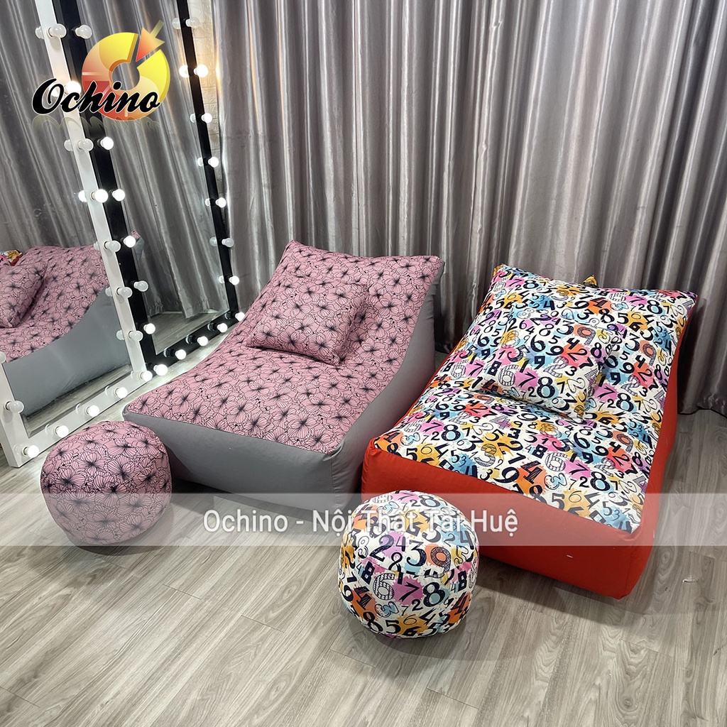 Ghế Lười Sofa Giường Kèm Hạt Xốp Thư Giãn Có 2 Lớp Cao Cấp, Ghế Hạt Xốp Họa Tiết Hiện Đại (Đủ Mẫu)