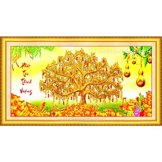Tranh đính đá cây tiền VS120 (2 size 100*50cm và 132*54cm) - tự đính
