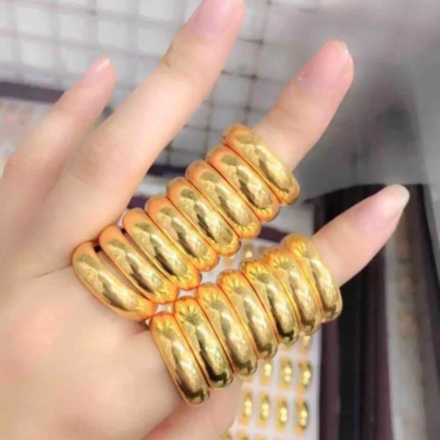 Nhẫn trơn cao cấp khắc 9999 mạ vàng 24 mạ vàng 18 loại nhẫn 5 chỉ
