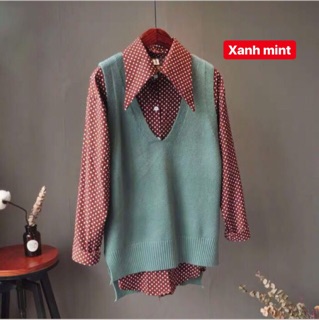 [ Sẵn ] Áo Gile Len Trơn Vintage ( Có ảnh thật )