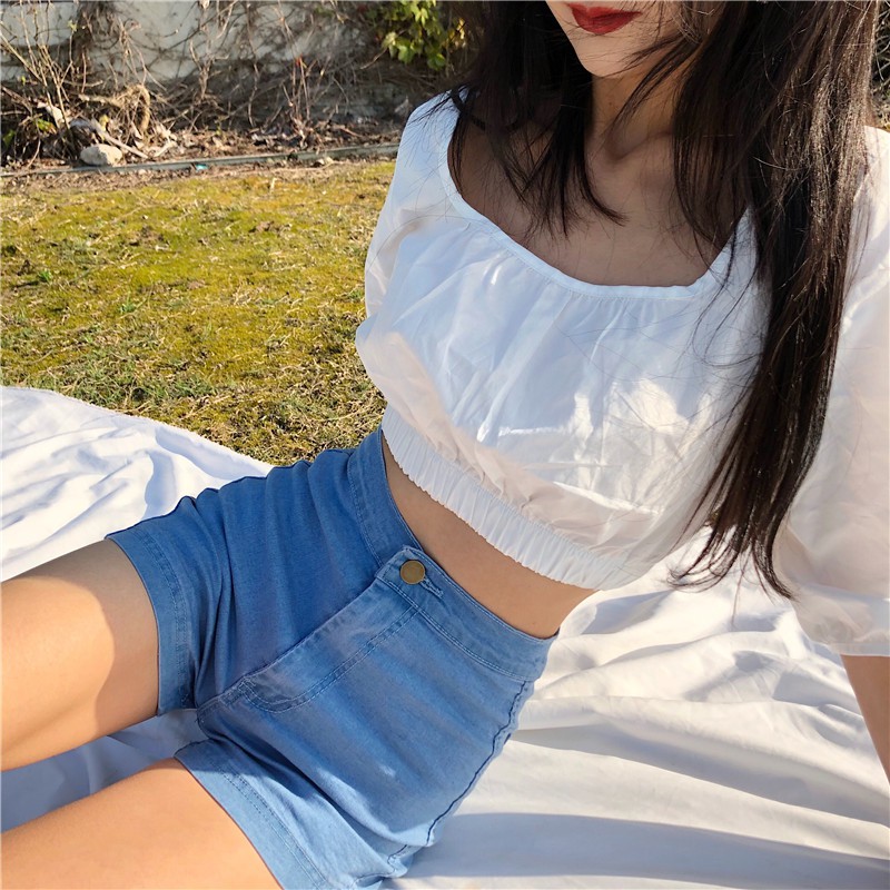 QUẦN SHORT DENIM ÔM LƯNG CAO