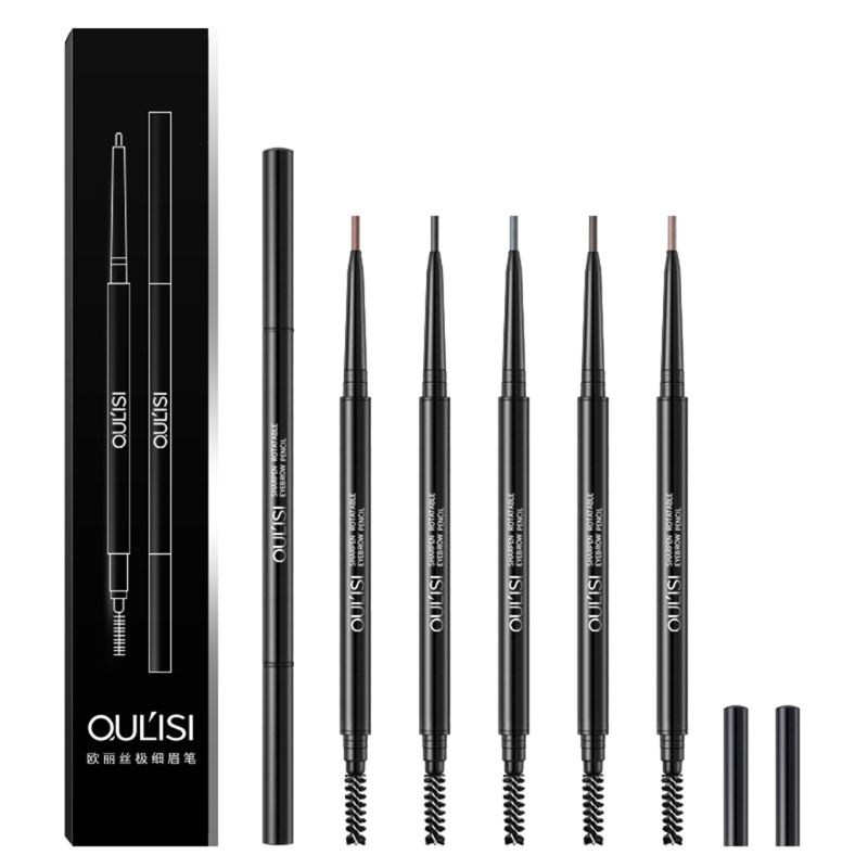 Bút Chì Kẻ Lông Mày Hai Đầu 5 Màu Sắc Lâu Trôi Chống Thấm Nước Không Bị Nhòe Siêu Mỏng Xoay Được