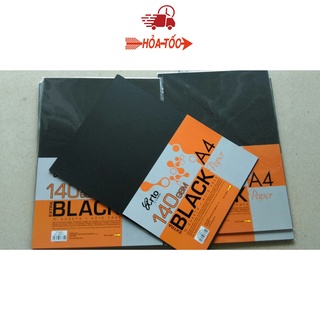 Xấp 10 tờ giấy vẽ màu đen BLACK PAPER CHEE WAH MALAYSIA khổ A4 ĐL 140gsm