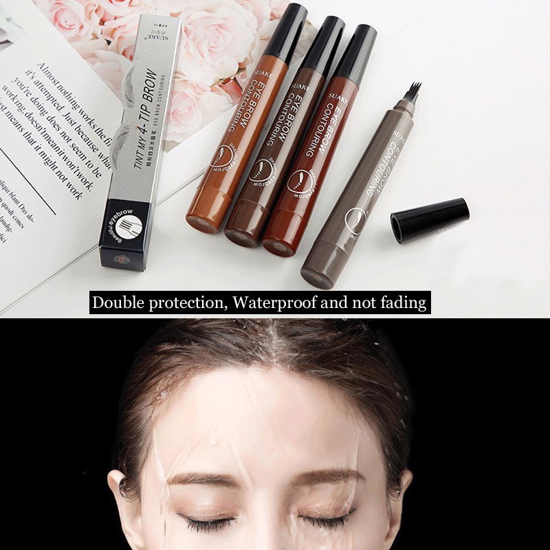 Chì Kẻ Mày Bốn Đầu Không Thấm Nước, Không Thấm Mồ Hôi, Lâu Trôi Chì Kẻ Mày Màu Nâu Mịn Tự Nhiên | BigBuy360 - bigbuy360.vn