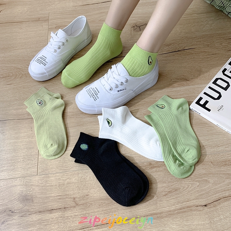 Vớ cổ thấp in họa tiết quả bơ xanh xinh xắn dễ thương về 4 màu như hình