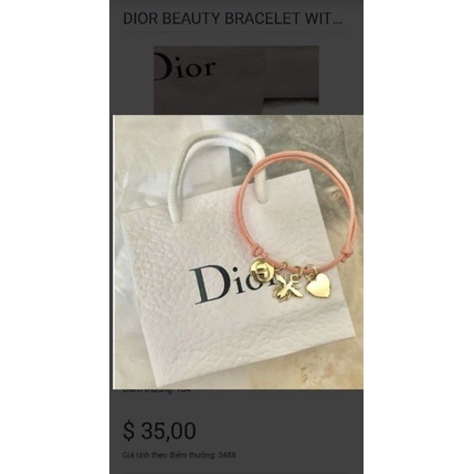 [ Gift Hãng FullSeal ] Vòng Tay DI0R Pink Three Iconic Charms Bracelet