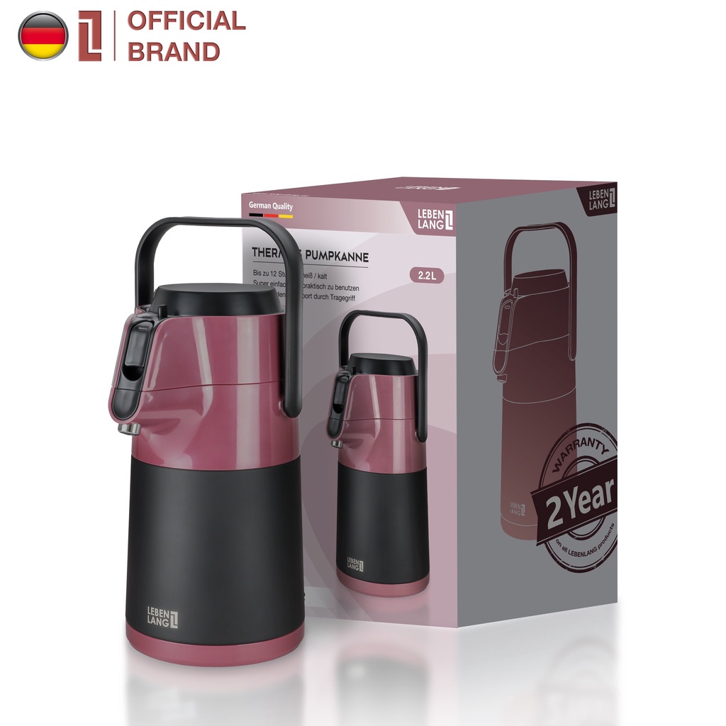 Bình nước giữ nhiệt nóng lạnh LEBENLANG LBP569R dung tích 2.2L bằng inox 304