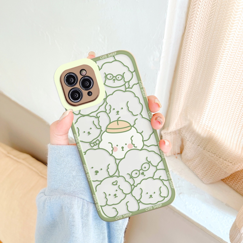 Ốp lưng iphone Cute Sheep trong cạnh vuông 6/6plus/6s/6splus/7/7plus/8/8plus/x/xr/xs/11/12/13/pro/max/plus/promax