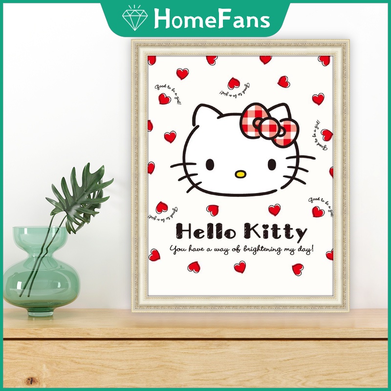 Bộ Tranh Đính Đá 5D Tự Làm 40x50cm Hình Hello Kitty Trang Trí Nhà Cửa