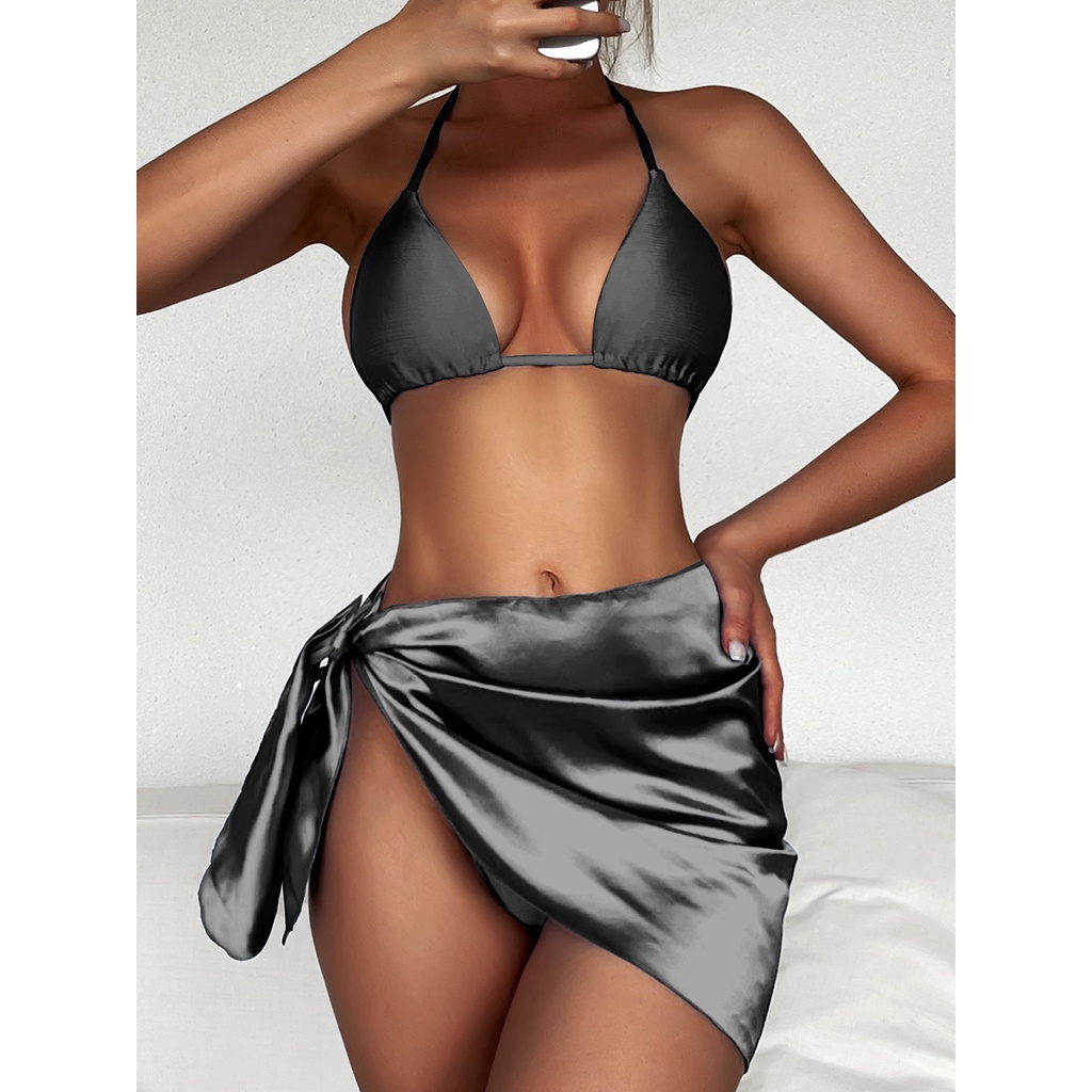 [BKN1263] <ÂU> SET BIKINI 3 MÓN XANH COBALT KÈM KHĂN HÔNG | BigBuy360 - bigbuy360.vn