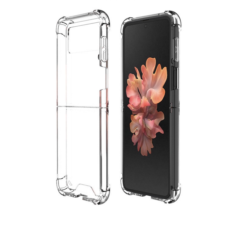 Ốp điện thoại silicone mềm trong suốt sang trọng chống sốc thời trang cho Samsung Galaxy Z Flip 3 Flip3 5g