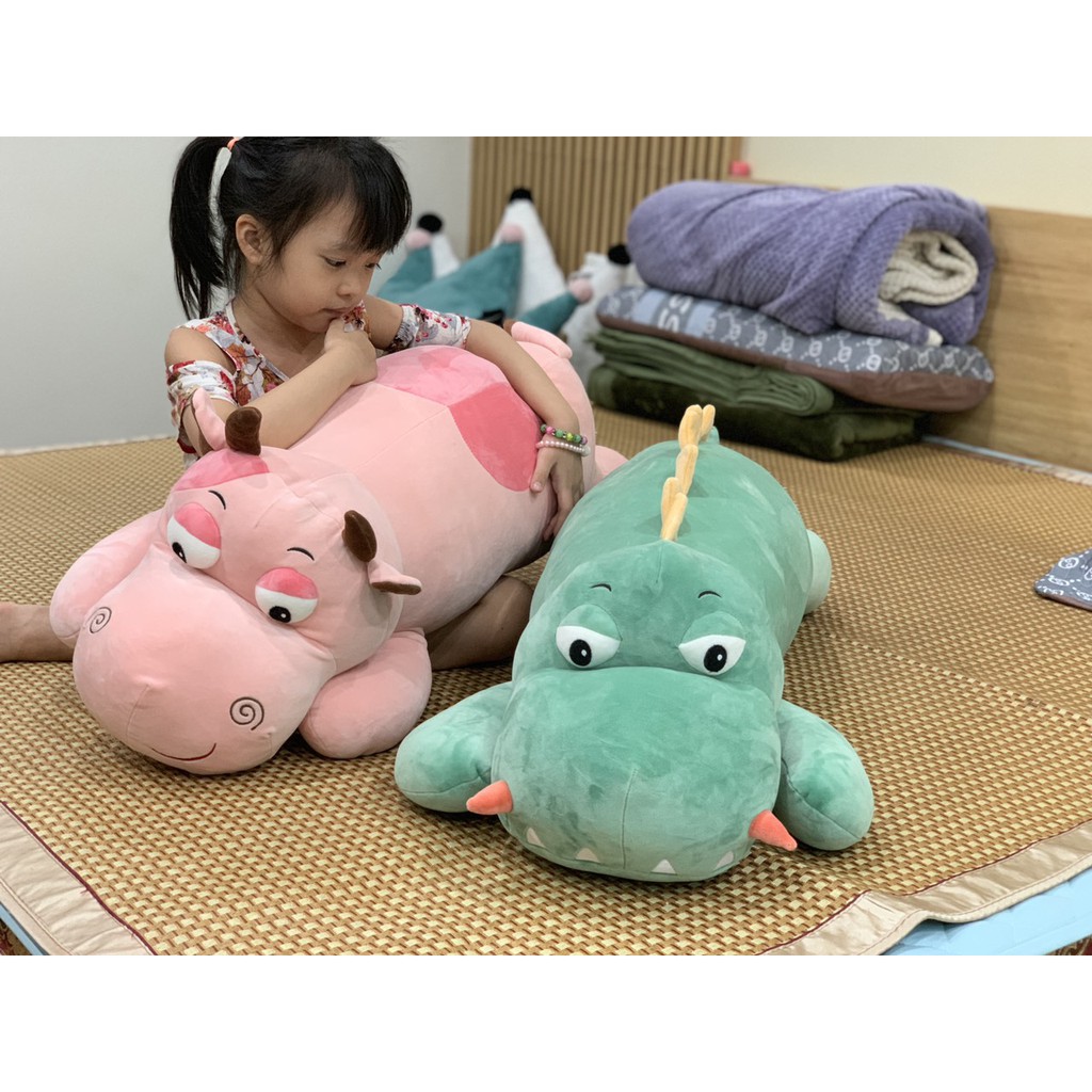 Gấu bông ôm cute cho bé   SIÊU TO dài 1met , vỏ bọc nỉ mềm mại , bông mịn siêu nảy chống xẹp