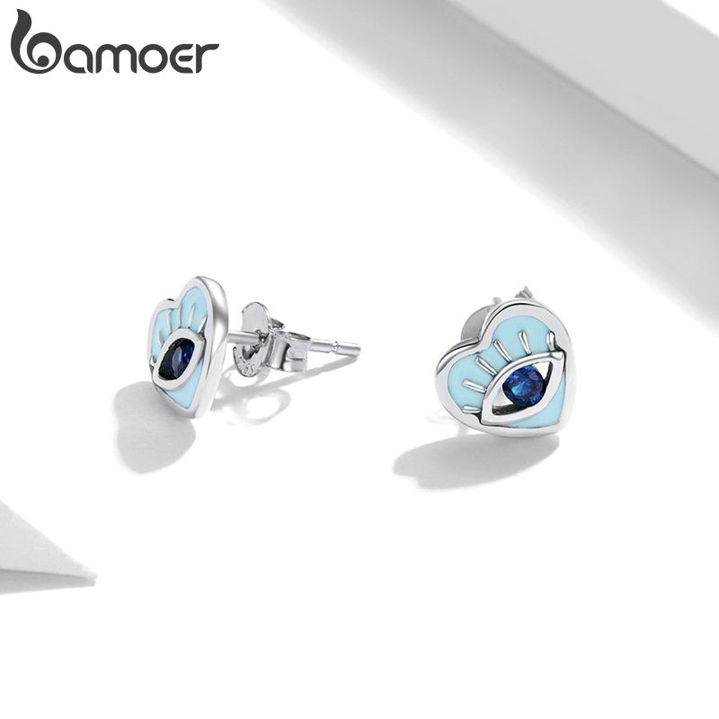 Bông tai Bamoer SCE1134 bằng bạc 925 trang trí họa tiết mắt quỷ làm quà tặng cho nữ