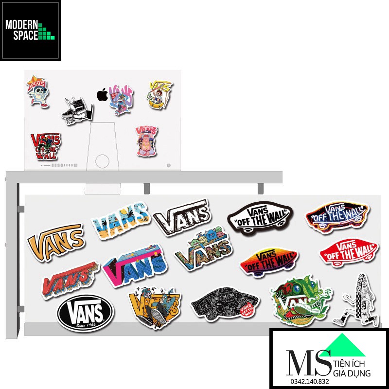 Sticker PVC Vans ST-106 - Cả bộ 100 Hình dán Stickers Chống nước Dán Mũ bảo hiểm Vali Laptop Điện thoại Dán xe